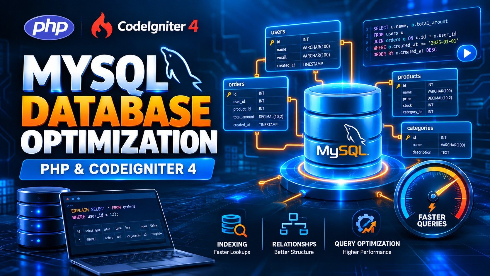 What is MySQL Database Design & Optimization: Complete Guide for PHP & CodeIgniter 4